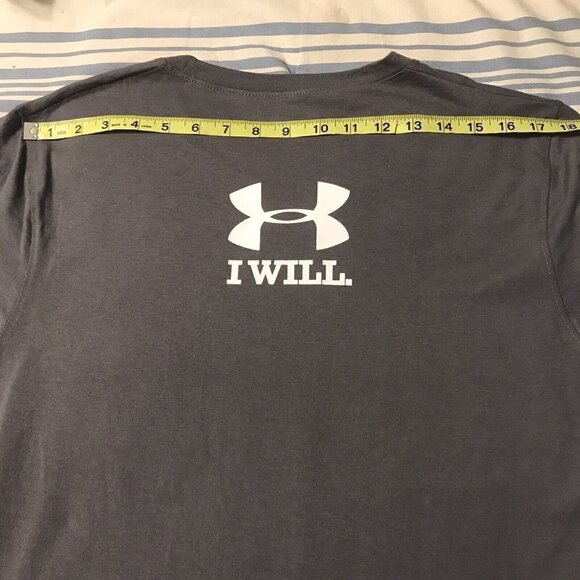 5 for $25 Under Armour Short Sleeve Camp Tee I WILL T-Shirt Gray Size Small - Picture 6 of 12